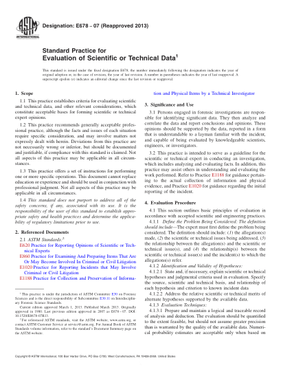 ASTM E678-2007(2013)科學(xué)或技術(shù)數據評定規程Standard Practice for Evaluation of Scientific or Technical Data