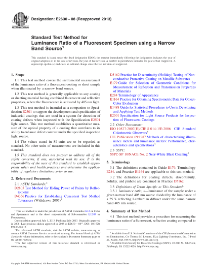 ASTM E2630-2008(2013)用窄帶源測定熒光試樣亮度比的試驗方法Standard Test Method for Luminance Ratio of a Fluorescent Specimen using a Narrow Band Source