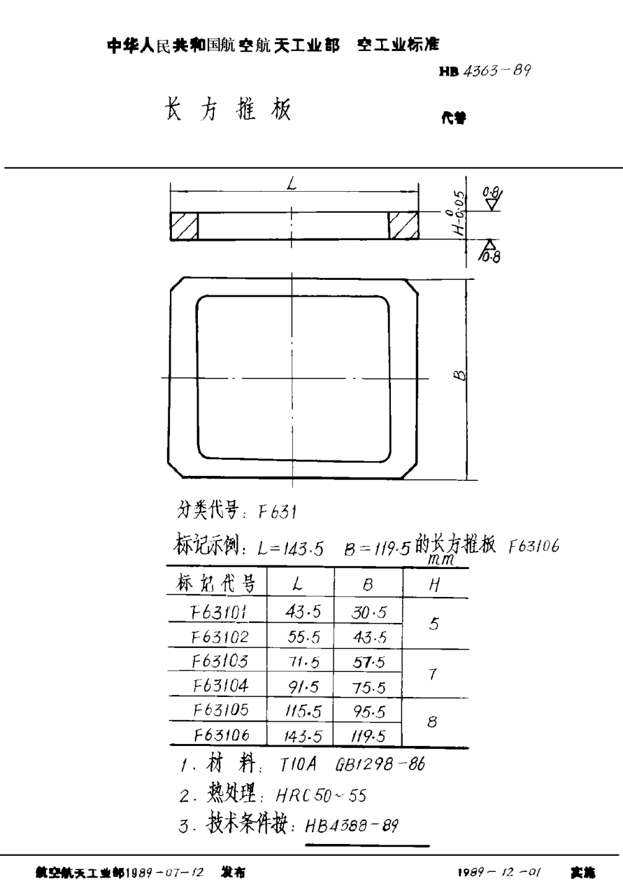 HB 4363-1989長(cháng)方推板