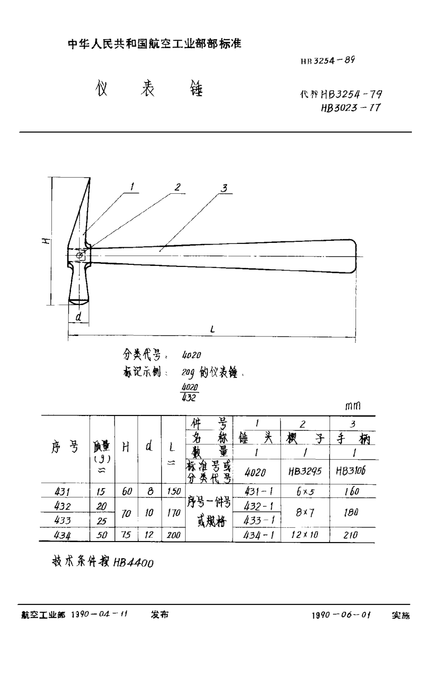 HB 3254-1989儀表錘