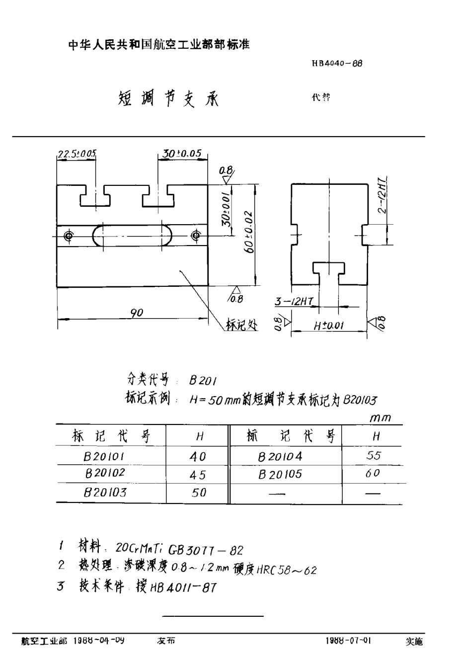 HB 4040-1988短調節支承
