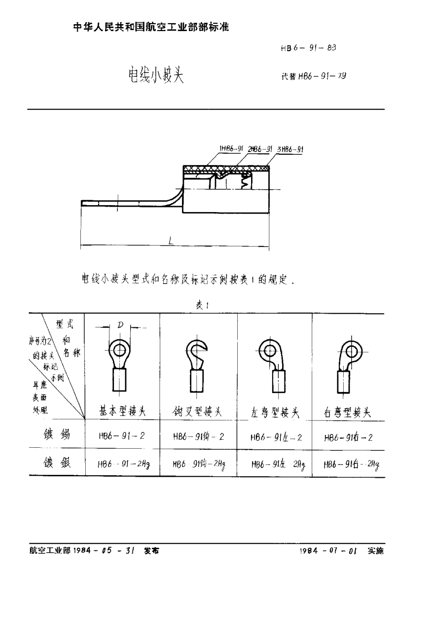 HB 6-91-1983電線(xiàn)小接頭
