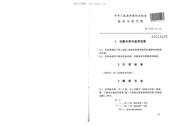 SL/T 200.13-1997 懲處分類(lèi)代碼