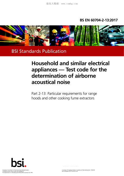 EN 60704-2-13-2017 Household and similar electrical appliances - Test code for the determination of airborne acoustical noise - Part 2-13: Particular requirements for range hoods and other cooking fume extractors
