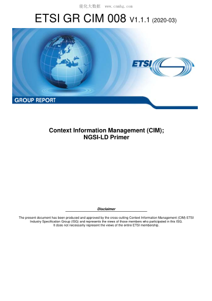 ETSI GR CIM 008-2020 Context Information Management (Cim); Ngsi-Ld Primer