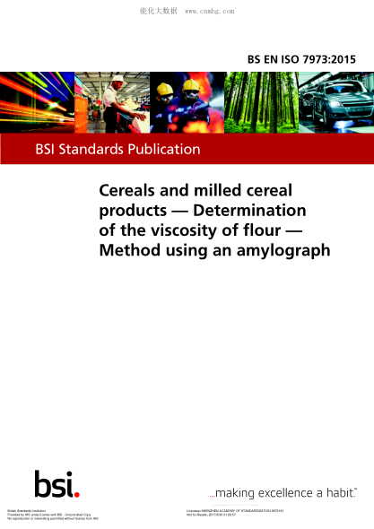 BS EN ISO 7973-2015 Cereals and milled cereal products. Determination of the viscosity of flour. Method using an amylograph