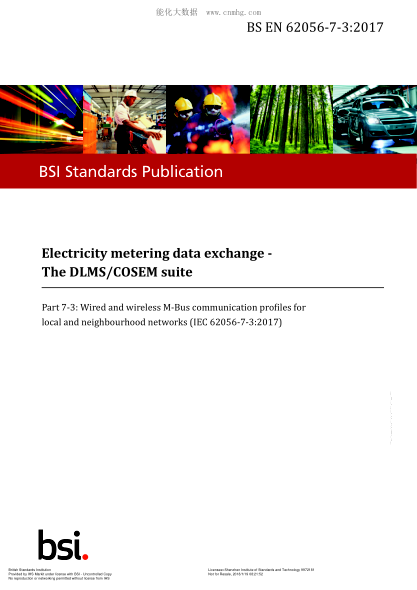 BS EN 62056-7-3-2017 Electricity Metering Data Exchange. The Dlms/Cosem Suite. Wired And Wireless M-Bus Communication Profiles For Local And Neighbourhood Networks