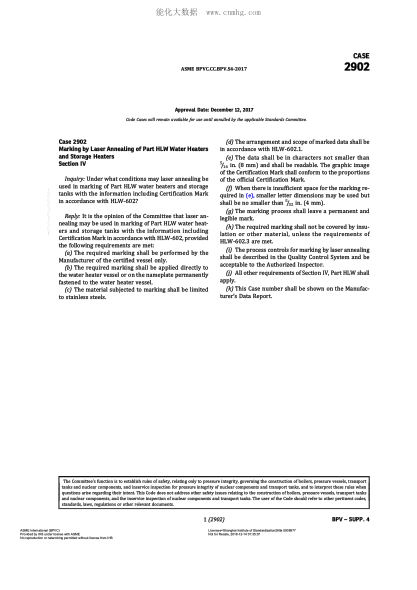 ASME BPVC-CC-BPV 2902-2017 Code Cases 2902:Boilers And Pressure Vessels