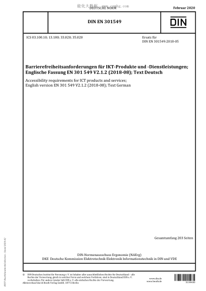 DIN EN 301549-2020 Accessibility requirements for ICT products and services