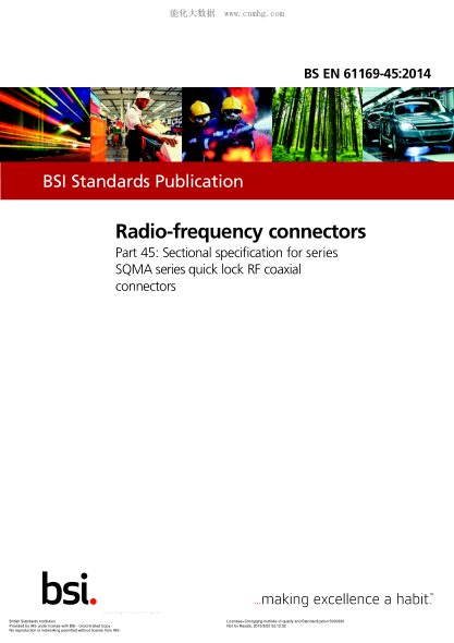 BS EN 61169-45-2014 射頻連接器 SQMA系列快速鎖定射頻同軸連接器分規范 Radio-frequency connectors. Sectional specification for series SQMA series quick lock RF coaxial connectors