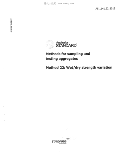 AS 1141.22-2019 Methods for sampling and testing aggregates Method 22: Wet/dry strength variation