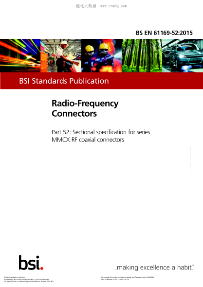 BS EN 61169-52-2015 射頻連接器 MMCX RF系列同軸連接器分規范 Radio-frequency connectors. Sectional specification for series MMCX RF coaxial connectors