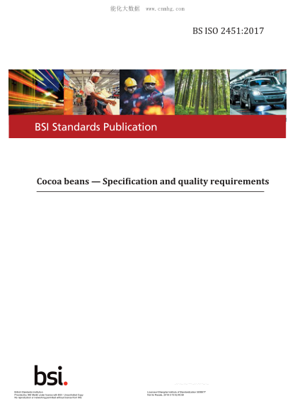 BS ISO 2451-2017 Cocoa Beans. Specification And Quality Requirements