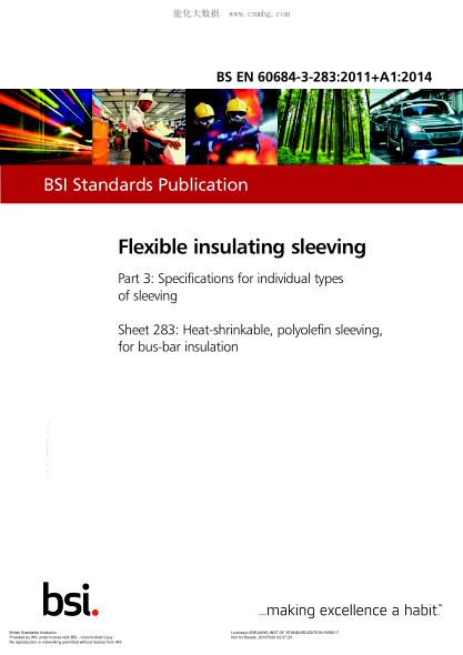 BS EN 60684-3-283-2011+A1-2014 Flexible insulating sleeving. Specifications for individual types of sleeving