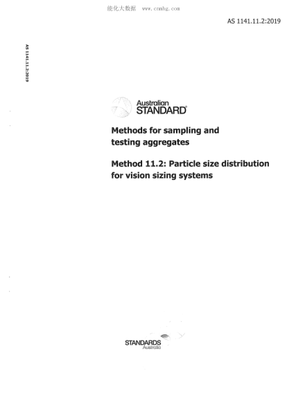AS 1141.11.2-2019 Methods for sampling and testing aggregates Method 11.2: Particle size distribution for vision sizing systems