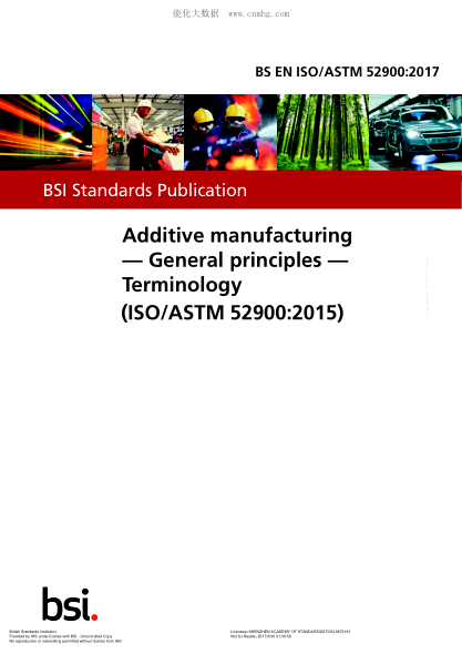 BS EN ISO/ASTM 52900-2017 Additive manufacturing. General principles. Terminology