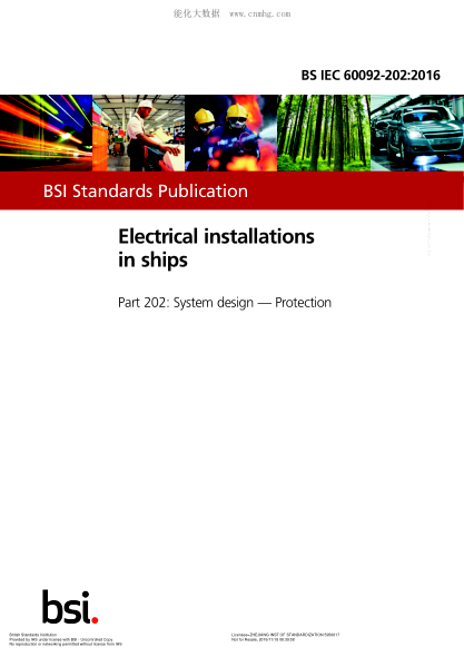 BS IEC 60092-202-2016 船舶電氣裝置 系統設計 保護 Electrical installations in ships. System design. Protection