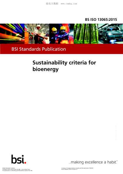 BS ISO 13065-2015 生物能源的可持續性標準 Sustainability criteria for bioenergy