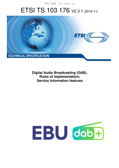ETSI TS 103 176-2019 Digital Audio Broadcasting (Dab); Rules Of Implementation; Service Information Features
