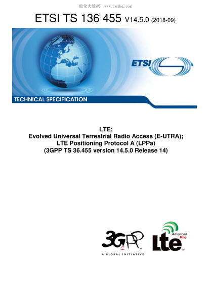 ETSI TS 136 455/3-2018 Lte; Evolved Universal Terrestrial Radio Access (E-Utra); Lte Positioning Protocol A (Lppa) (3Gpp Ts 36.455 Version 14.5.0 Release 14)