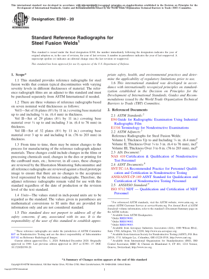 ASTM E390-2020 Standard Reference Radiographs for Steel Fusion Welds