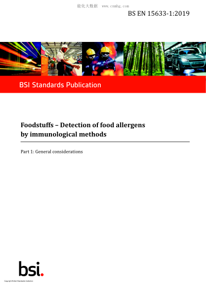 BS EN 15633-1-2019 Foodstuffs. Detection of food allergens by immunological methods. General considerations