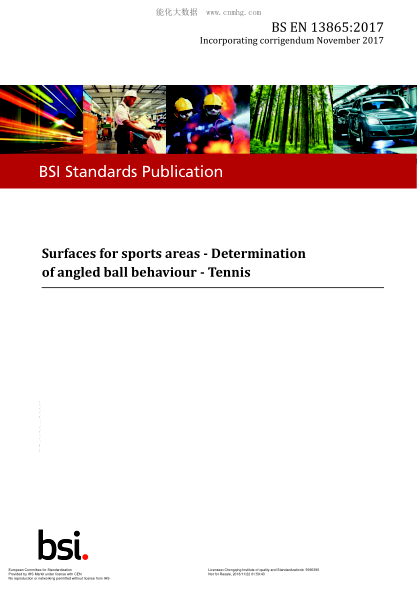 EN 13865-2017+AC-2017 Surfaces for sports areas. Determination of angled ball behaviour. Tennis