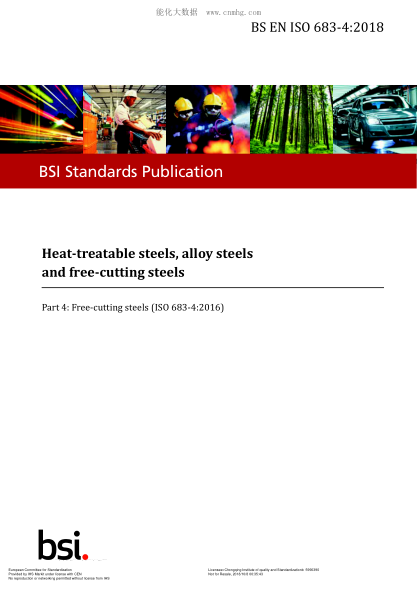 EN ISO 683-4-2018 Heat-treatable steels,alloy steels and free-cutting steels. Part 4:Free-cutting steels (ISO 683-4:2016)