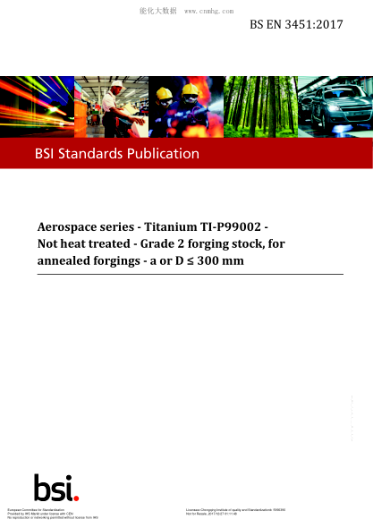 EN 3451-2017 Aerospace series. Titanium TI-P99002. Not heat treated. Grade 2 forging stock,for annealed forgings. a or D ≤ 300 mm