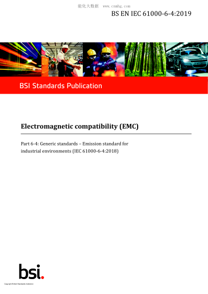 BS EN IEC 61000-6-4-2019 Electromagnetic compatibility (EMC). Generic standards. Emission standard for industrial environments