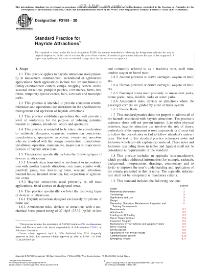ASTM F3168-2020 Standard Practice for Hayride Attractions