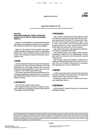 ASME BPVC-CC-BPV 2703-2017 Code Cases 2703:Boilers And Pressure Vessels