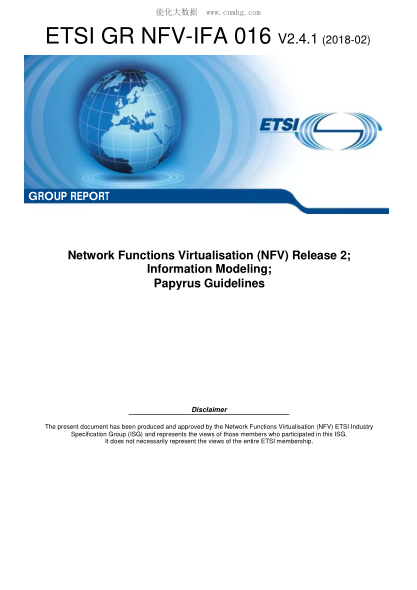 ETSI GR NFV-IFA 016/1-2018  Network Functions Virtualisation (Nfv) Release 2; Information Modeling; Papyrus Guidelines