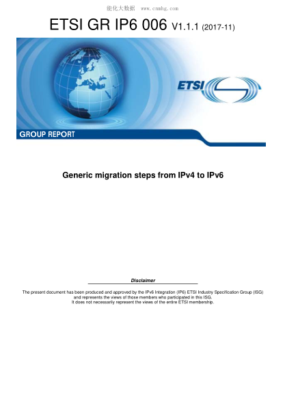 ETSI GR IP6 006-2017 Generic migration steps from IPv4 to IPv6