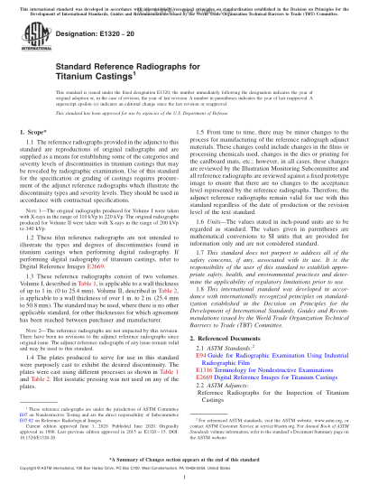 ASTM E1320-2020 Standard Reference Radiographs for Titanium Castings