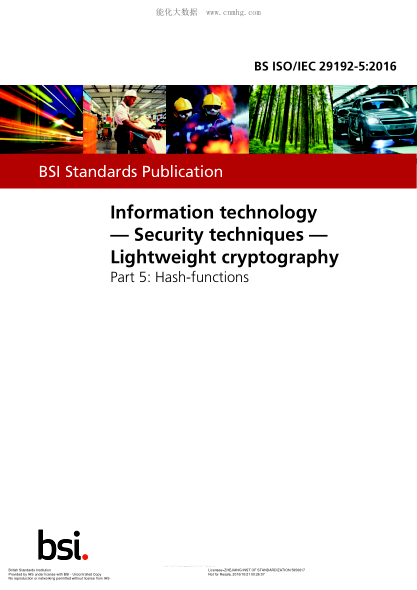 BS ISO/IEC 29192-5-2016 信息技術(shù) 安全技術(shù) 輕量級加密 哈希函數 Information technology. Security techniques. Lightweight cryptography. Hash-functions