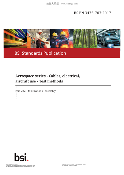 BS EN 3475-707-2017 Aerospace Series. Cables,Electrical,Aircraft Use. Test Methods. Stabilization Of Assembly