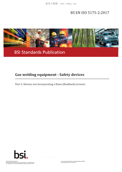 BS EN ISO 5175-2-2017 Gas Welding Equipment. Safety Devices. Devices Not Incorporating A Flame (Flashback) Arrestor