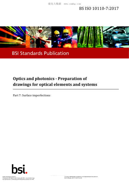 BS ISO 10110-7-2017 光學(xué)及光學(xué)儀器.光學(xué)元件和系統圖形的制備.第7部分:表面缺陷公差 Optics And Photonics. Preparation Of Drawings For Optical Elements And Systems. Surface Imperfections