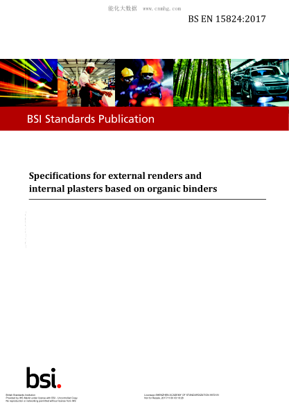 BS EN 15824-2017 Specifications For External Renders And Internal Plasters Based On Organic Binders