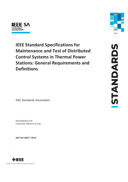 IEEE 1865-2019 Maintenance and Test of Distributed Control Systems in Thermal Power Stations: General Requirements and Definitions