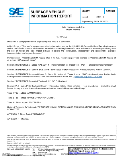 SAE J2855-2017 Sae Instrumented Arm User’S Manual