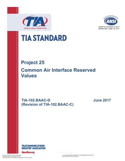 TIA 102.BAAC-D-2017  Project 25 Common Air Interface Reserved Values