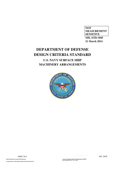 NAVY MIL-STD-3045-2014 U.S. NAVY SURFACE SHIP MACHINERY ARRANGEMENTS