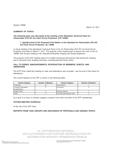 UL 1699B BULLETIN-2017 UL Standard for safety Outline of Investigation for Photovoltaic (PV) DC Arc-Fault Circuit Protection