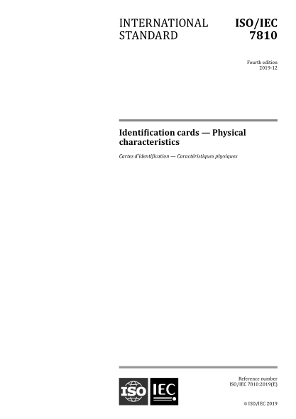 ISO/IEC 7810-2019 識別卡--物理屬性 Identification cards — Physical characteristics