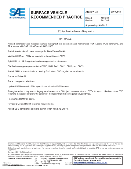 SAE J1939-73-2017 (R) Application Layer - Diagnostics