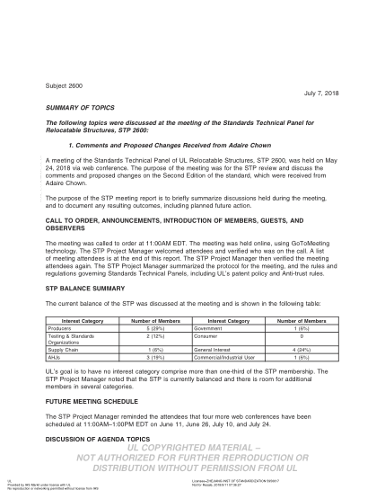 UL 2600 BULLETIN/5-2018 UL Standard For Safety For Relocatable Structures