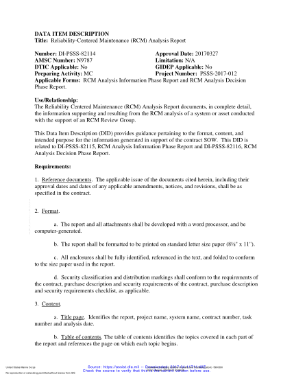 NAVY DI-PSSS-82114-2017 Reliability-Centered Maintenance (Rcm) Analysis Report