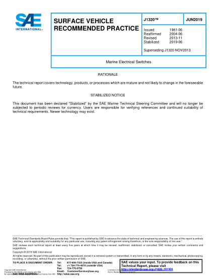 SAE J1320-2019 Marine Electrical Switches